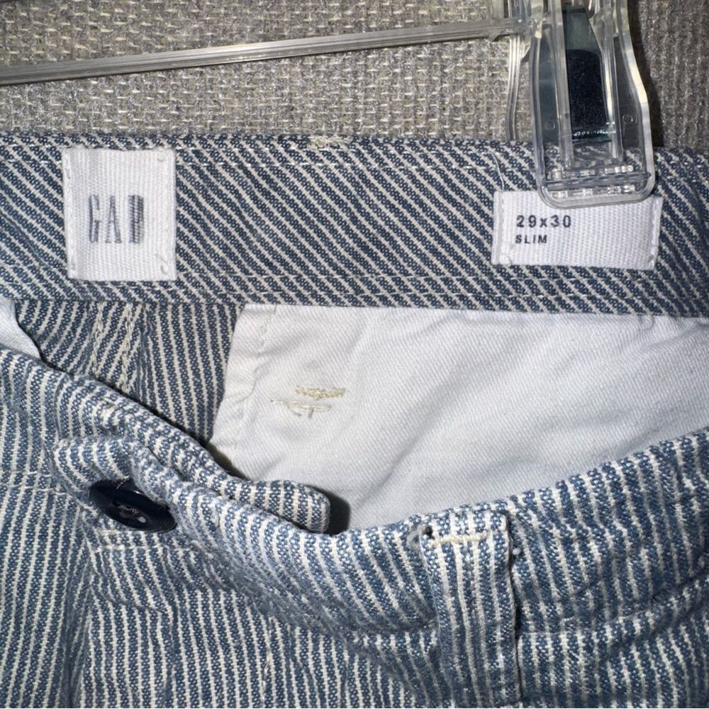 GAP size 29 x 30 slim vintage railroad stripe Blue and White Striped Pants - Picture 3 of 8